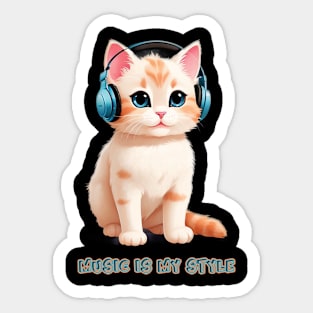 Cute Cat with Headphone Sticker